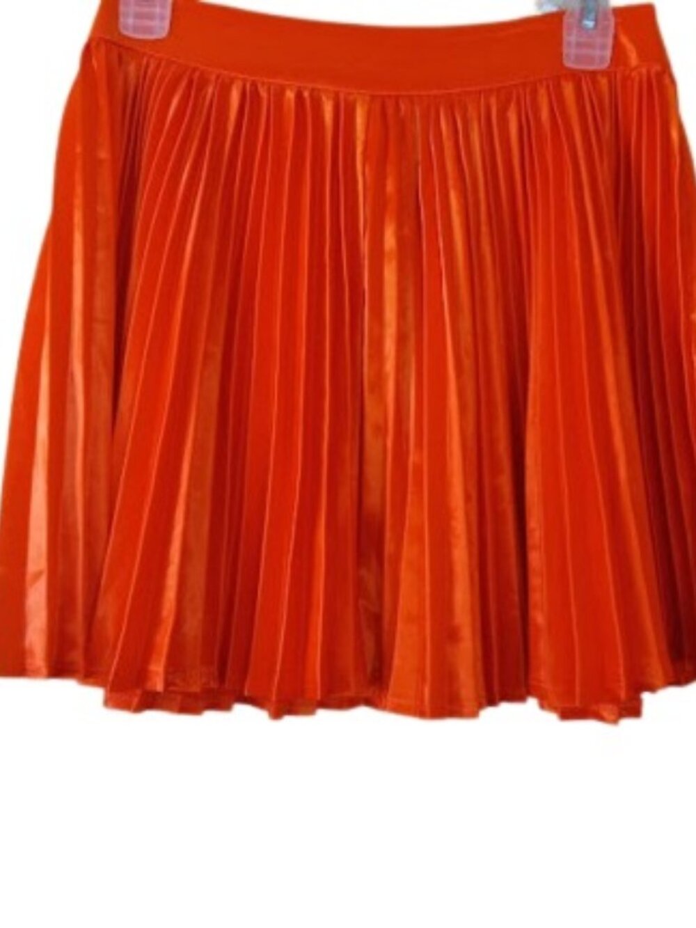 Akira Womens Stay Mad Pleated Mini Skirt Coral Orange Satin JR M New